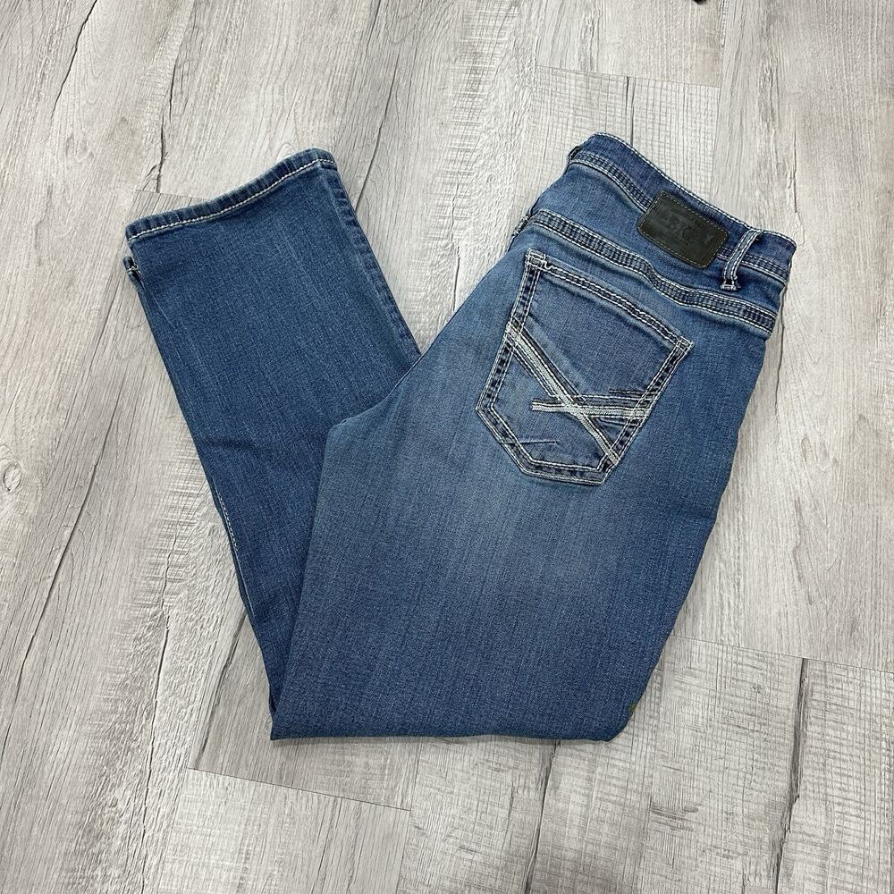 BKE Buckle Tyler Jeans Mens 38x30 Straight Leg Dark Denim Stretch Workwear
